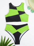 Sport Bikinis 2024 Frauen Badeanzug mit hoher Taille solide High Neck Bade bekleidung weibliche Badegäste Badeanzug Sommer Beach wear