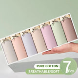 7Pcs frauen Höschen Baumwolle Unterwäsche Nette Bogen Mädchen Briefs Solide Panty Atmungsaktive Unterhose Sexy Low Taille Weibliche Dessous