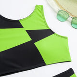 Sport Bikinis 2024 Frauen Badeanzug mit hoher Taille solide High Neck Bade bekleidung weibliche Badegäste Badeanzug Sommer Beach wear