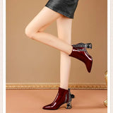 Luxus frauen Rote Kurze Stiefel Neue Herbst Winter Mode Trend Plüsch High Heels Party Hochzeit Casual Schuhe Reisen Tanzen 2024