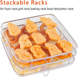 Air Fryer Rack für Ninja Dual 3 Stück Layered Edelstahl Grillrost Rechteck Hot Airfryer Korb Tablett Zubehör