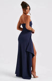 Mozision träger lose rücken freie High Split Maxi kleid Frauen Mode schulter frei ärmellose Bodycon Club Party langes Kleid elegant