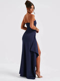 Mozision träger lose rücken freie High Split Maxi kleid Frauen Mode schulter frei ärmellose Bodycon Club Party langes Kleid elegant