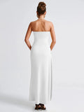 Giyu Sexy Club Abend Party Kleider Frauen 2025, Sommer Slash Neck Backless Rüschen Split Maxi Langes Kleid Elegante Bodycon Robe