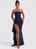 Mozision träger lose rücken freie High Split Maxi kleid Frauen Mode schulter frei ärmellose Bodycon Club Party langes Kleid elegant