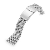 18/20/22 mm Steel Shark Mesh für Omega 007 Seahorse Luxus-Milanese-Bandgewebe, solides Doppelschnallenarmband, Herrenuhr-Zubehör