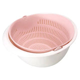 Kitchen Silicone Double Drain Basket Bowl Washing Storage Basket Strainers Bowl Drainer Vegetable Cleaning Colander Kitchen Tool