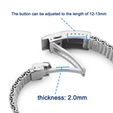 18/20/22 mm Steel Shark Mesh für Omega 007 Seahorse Luxus-Milanese-Bandgewebe, solides Doppelschnallenarmband, Herrenuhr-Zubehör