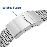 18/20/22 mm Steel Shark Mesh für Omega 007 Seahorse Luxus-Milanese-Bandgewebe, solides Doppelschnallenarmband, Herrenuhr-Zubehör