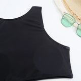 Sport Bikinis 2024 Frauen Badeanzug mit hoher Taille solide High Neck Bade bekleidung weibliche Badegäste Badeanzug Sommer Beach wear