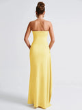 Giyu Sexy Club Abend Party Kleider Frauen 2025, Sommer Slash Neck Backless Rüschen Split Maxi Langes Kleid Elegante Bodycon Robe