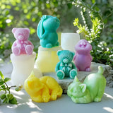 Nette Bär Kätzchen Kaninchen Silikon Kerze Form DIY Cartoon Tier Aroma Gips Ornament Form Seife Kerze Machen Liefert
