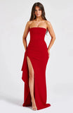 Giyu Sexy Club Abend Party Kleider Frauen 2025, Sommer Slash Neck Backless Rüschen Split Maxi Langes Kleid Elegante Bodycon Robe
