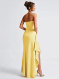 Giyu Sexy Club Abend Party Kleider Frauen 2025, Sommer Slash Neck Backless Rüschen Split Maxi Langes Kleid Elegante Bodycon Robe