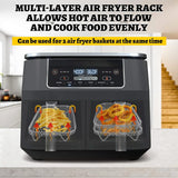 Air Fryer Rack für Ninja Dual 3 Stück Layered Edelstahl Grillrost Rechteck Hot Airfryer Korb Tablett Zubehör
