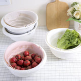 Kitchen Silicone Double Drain Basket Bowl Washing Storage Basket Strainers Bowl Drainer Vegetable Cleaning Colander Kitchen Tool