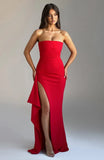 Giyu Sexy Club Abend Party Kleider Frauen 2025, Sommer Slash Neck Backless Rüschen Split Maxi Langes Kleid Elegante Bodycon Robe