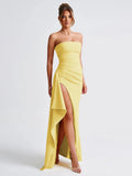 Giyu Sexy Club Abend Party Kleider Frauen 2025, Sommer Slash Neck Backless Rüschen Split Maxi Langes Kleid Elegante Bodycon Robe