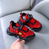 New Disney Cartoon Boys Spider-Man Cute Casual Shoes with Led Light Soft Sports Shoes for Kids Gift EU Size 21-36