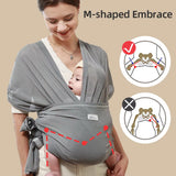 Sunveno Breathable Baby Wrap Carrier,Hands Free Baby Infant Carrier, Simple Pre-Wrapped Holder for 0-24 Months Baby Newborns