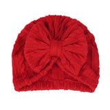 0-6M Lovely Bowknot Knitted Baby Hat Cute Solid Color Baby Girls Hat Turban Soft Newborn Infant Cap Knitting Beanies Head Wraps