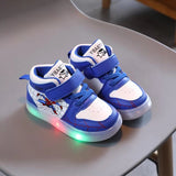 Disney Children'S Sneakers Boys Girls Spiderman Led Light Sport Shoes Student Shoes Hook Anti-Slip Kids Outdoor Basket Shoes