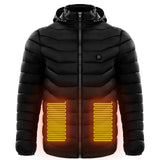 Men Heated Puffer Jacket Electric Heating Coat Insulated Hood Windbreaker 9Heat Zones