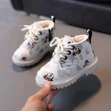 Disney Children Princess Casual Shoes Mickey Mouse Minnie Girl Fashion Boots Autumn Winter Girls Shoes Kids Shoes Toddler Boots