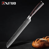 Kitchen Knife Set 1-9Pcs,7Cr17Mov Stainless Steel Sharp Chef Knife Santoku Knife Fruit Knife Ergonomic Pakkawood Handle