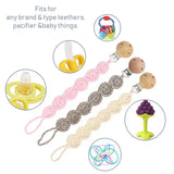 Vintage Simple Crochet Pacifier Clip Baby Cotton Tassel Pacifier Chain for Newborn Teething Soother Chew Dummy Clips Hand Made