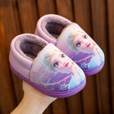 Princess Sofia Elsa Winter Children'S Cotton Slippers Girl'S Parent-Child Snow Non Slip Warm Baby Slippers Size 24-39