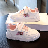 Disney Children'S Casual Shoes Frozen Priness Elsa Anna PU Leather Spring Sports Girls' White Shoes Children'S Size 26-37