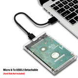 Transparent External Hard Drive 2.5 Inch HDD SSD Case Micro-B to USB3.1 4TB Drive Housing Compatible UASP SATA III Laptop