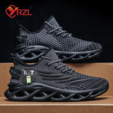 Men Sports Running Black Jogging Shoes Casual Sneakers Outdoor Breathable Mesh Women Light Shock-Absorption Black Tennis