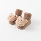 New Cute Cartoon Bear Baby Socks for Boys Girls Winter Soft Cotton anti Slip Solid Newborn Toddler Sock Kids Thicken Socken