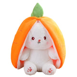 18Cm Cosplay Strawberry Carrot Rabbit Plush Toy Stuffed Creative Bag into Fruit Transform Baby Cuddly Bunny Plushie Doll for Kid