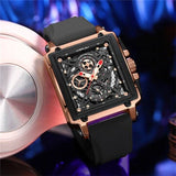 CRRJU Herren-Sportuhr, multifunktionale Chronograph-Armbanduhr für Geschäftsleute, wasserdichte quadratische Herrenquarz-Uhr mit Box, ideale Wahl für Männergeschenke.