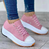Speedy 2024 Classic White Canvas Shoes Women Sneakers Solid Lace-Up Casual Platform Shoes for Women