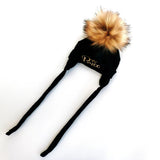 Newborn Baby Hat for Boys Girls with Letter Princess Prince Ear Warmmer Earflap Rope Winter Cotton Beanie Pom Pom Bobble Hat