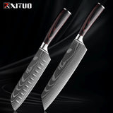 Kitchen Knife Set 1-9Pcs,7Cr17Mov Stainless Steel Sharp Chef Knife Santoku Knife Fruit Knife Ergonomic Pakkawood Handle
