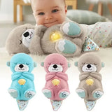 Baby Breath Baby Bear Soothes Otter Plush Toy Doll Toy Child Soothing Music Sleep Companion Sound and Light Doll Toy Gifts