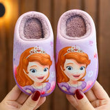 Princess Sofia Elsa Winter Children'S Cotton Slippers Girl'S Parent-Child Snow Non Slip Warm Baby Slippers Size 24-39