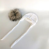 Newborn Baby Hat for Boys Girls with Letter Princess Prince Ear Warmmer Earflap Rope Winter Cotton Beanie Pom Pom Bobble Hat