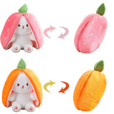 18Cm Cosplay Strawberry Carrot Rabbit Plush Toy Stuffed Creative Bag into Fruit Transform Baby Cuddly Bunny Plushie Doll for Kid