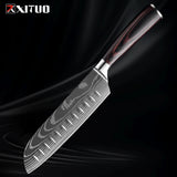 Kitchen Knife Set 1-9Pcs,7Cr17Mov Stainless Steel Sharp Chef Knife Santoku Knife Fruit Knife Ergonomic Pakkawood Handle