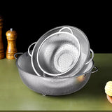 Stainless Steel Drain Basket Colander Fruit Rice Vegetable Washing Basket Strainer Drainer with Handle Kitchen Storage Tools