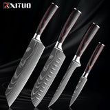 Kitchen Knife Set 1-9Pcs,7Cr17Mov Stainless Steel Sharp Chef Knife Santoku Knife Fruit Knife Ergonomic Pakkawood Handle