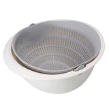 Kitchen Silicone Double Drain Basket Bowl Washing Storage Basket Strainers Bowl Drainer Vegetable Cleaning Colander Kitchen Tool