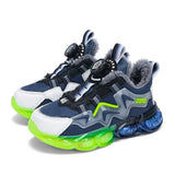 Children Winter Sneakers Warm Fur Shoes 5-9Y Girls Boys Toddlers PU Shoes Kids Colorful Sports Flats Shoes Waterproof 2023
