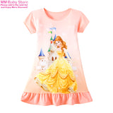Mermaid Anna Elsa Dress Girls Nightdress Clothes Cartoon Pajamas Children'S Clothing Shortsleeve Pajamas Dress Kids Family Wear